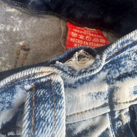 HTF RARE VTG Y2K Acid Wash Distressed Frayed Blue Jeans Wms High Waist 34 Skinny - Picture 14 of 16